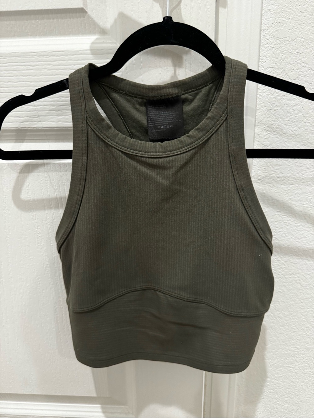 lululemon athletica Olive Ribbed High-Neck Crop Tank